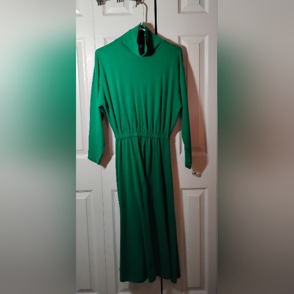 Green Misses turtleneck dress
